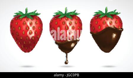 Fragola immersi nel cioccolato Illustrazione Vettoriale