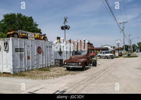 La vecchia stazione, Williamsville, la Storica Route 66, Illinois, Stati Uniti d'America Foto Stock