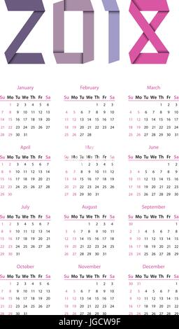 Il calendario 2018 Illustrazione Vettoriale