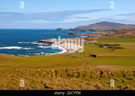 Viste da Malin Head, il punto più settentrionale in Irlanda, County Donegal Foto Stock