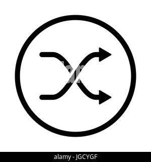 Intersezione Frecce icona simbolo iconico all'interno di un cerchio, su sfondo bianco. Vettore design iconico. Illustrazione Vettoriale