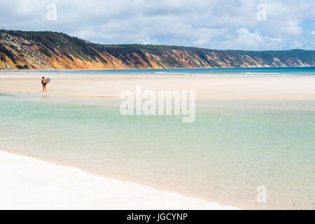 Doppio punto di isola e le sabbie colorate di Rainbow Beach, Great Sandy National Park, Queensland, Australia Foto Stock