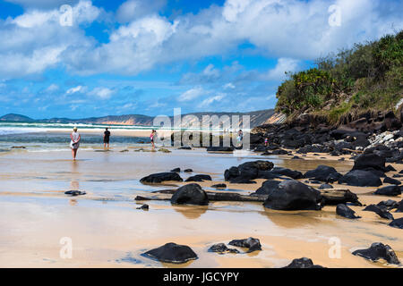 Doppio punto di isola e le sabbie colorate di Rainbow Beach, Great Sandy National Park, Queensland, Australia Foto Stock