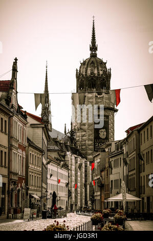 Tutti i Santi in chiesa con la tomba di Marting Luther in Lutherstadt Wittenberg, Germania Foto Stock