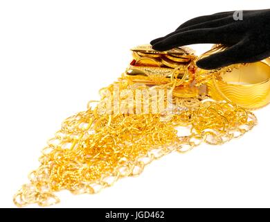 Lotto di gioielli in oro Foto Stock