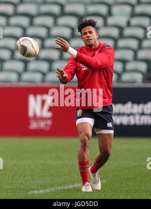 Inglesi e irlandesi Lions Anthony Watson durante la sessione di formazione presso la QBE Stadium, Auckland. Foto Stock