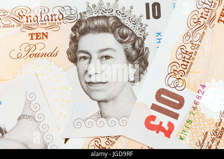 Dieci pound note della Banca d'Inghilterra. Close-up foto Foto Stock