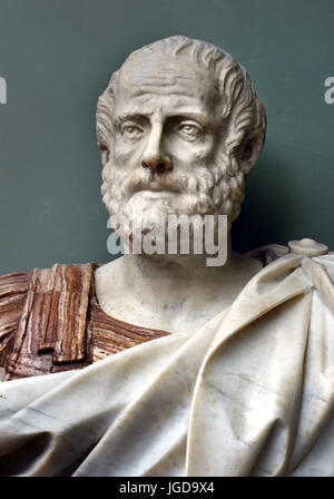 Aristotele 384-322 BC)filosofo greco e scienziato nato nella città di Stagira, Calcidica nel nord della Grecia classica. Lungo con Platone, Aristotele è considerato il padre della filosofia occidentale, Foto Stock