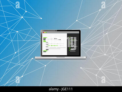 Computer di codifica link il diagramma di rete illustrazione grafica design Foto Stock