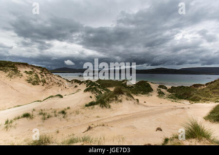 Balnakeil Bay, Scozia. Vista pittoresca di Balnakeil Bay beach e dune di sabbia a testa Faraid. Foto Stock