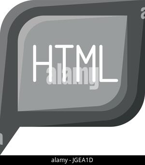 Scala di grigi dialogo silhouette quadrato con coda con html symbol Illustrazione Vettoriale