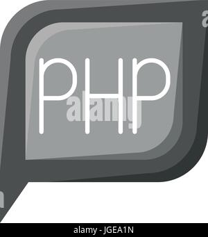 Scala di grigi dialogo silhouette quadrato con coda con simbolo di php Illustrazione Vettoriale