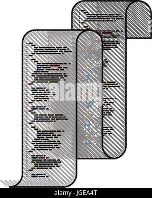 Matita colorata silhouette grigio del foglio continuo con stampato il codice sorgente Illustrazione Vettoriale