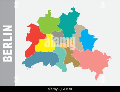 Berlino colorati politica e amministrativa di mappa vettoriale Illustrazione Vettoriale