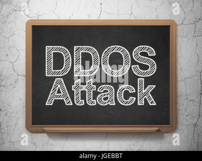 Concetto di sicurezza: Attacco DDOS sul background della lavagna Foto Stock