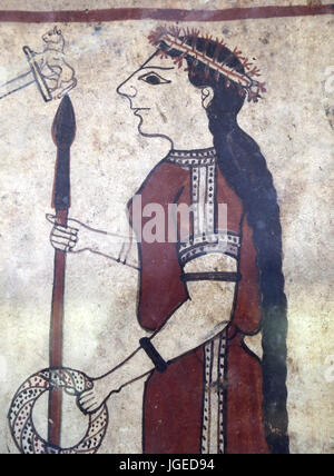 Etrusca. La Boccaner compresse. Di Caere (Cerveteri, Italia). 550-530 A.C. Dettaglio di Athena. Londra. British Museum. Foto Stock