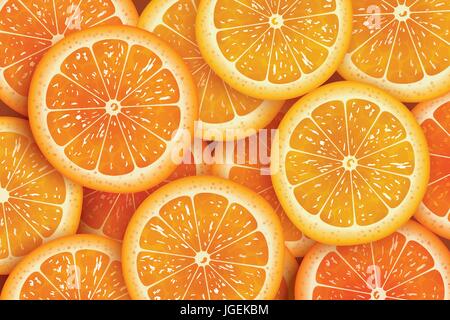 Fetta di arancia sfondo per l'estate. Illustrazione Vettoriale