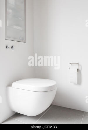 Appeso alla parete wc con pulsanti Foto Stock