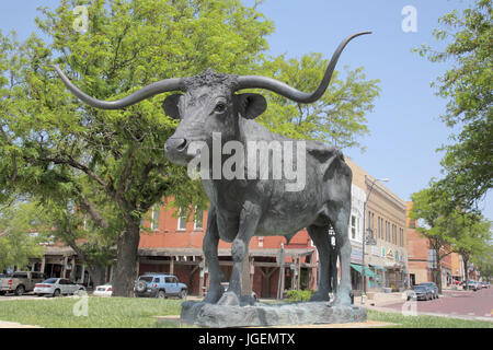 Statua del bull El Capitan in Dodge City kansas usa Foto Stock