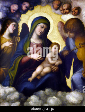 Madonna col Bambino in gloria 1510-1512 Antonio Allegri da Correggio 1489 -1534 usualmente noto come Correggio pittore della scuola di Parma del Rinascimento italiano Foto Stock