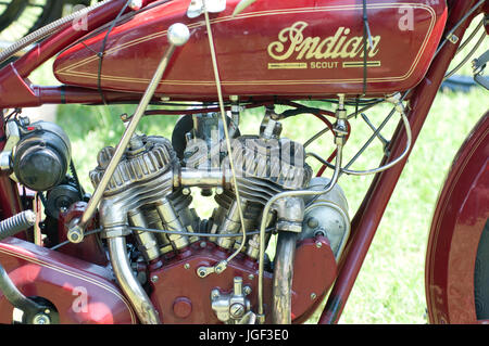 1922 Indian Scout motocicletta. Classic American Motorcycle, motore Foto Stock