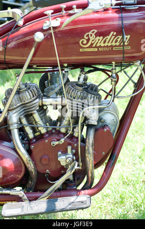 1922 Indian Scout motocicletta. Classic American Motorcycle, motore Foto Stock