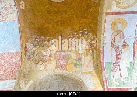 DEMRE, Turchia - 7 Maggio 2017: La Chiesa di San Nicola di Myra era decorata con splendidi affreschi e conserve di frammenti di essi si trova su alcuni soffitto Foto Stock