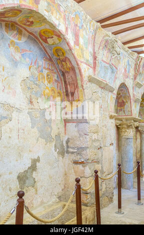 DEMRE, Turchia - 7 Maggio 2017: Il ben preservato affresco sulle pareti del corridoio della chiesa di St Nicholas, il 7 maggio in Demre. Foto Stock