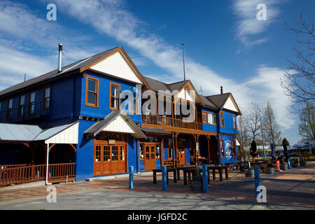 Pub blu, Methven, metà Canterbury, Isola del Sud, Nuova Zelanda Foto Stock