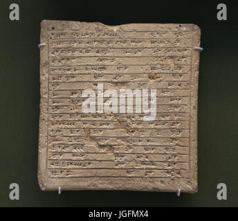 Tablet commemora la costruzione di casa. Regno di Re Ashur-Uballit I. 1363-1328 A.C. Ashur, Iraq. British Museum. Londra. Foto Stock