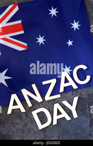 Anzac Day e bandiera australiana. Foto Stock