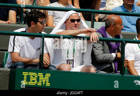 ANDRE AGASSI, Novak Djokovic pullman, i campionati di Wimbledon 2017, 2017 Foto Stock