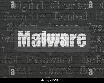 Il concetto di protezione: Il malware su sfondo a parete Foto Stock