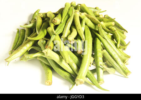 L'okra, organico, 2016, Città, Bom Sucesso, Minas Gerais, Brasile. Foto Stock