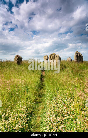 Il Duddo cerchio di pietra vicino alla frontiera scozzese in Northumberland Foto Stock
