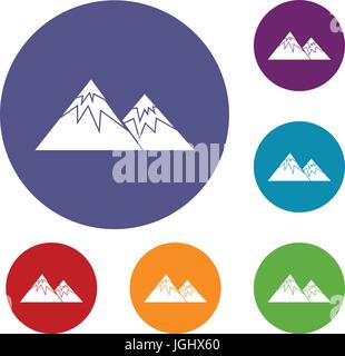 Alpi svizzere set di icone Illustrazione Vettoriale