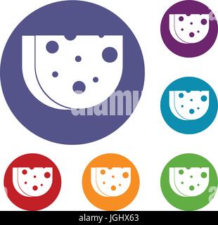 Pezzo di formaggio svizzero set di icone Illustrazione Vettoriale