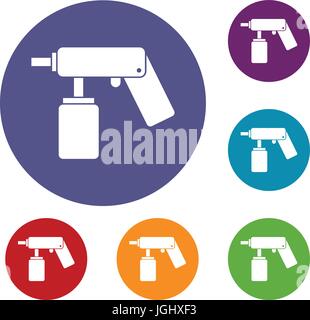 Spray aerosol può bottiglia con un ugello di set di icone Illustrazione Vettoriale