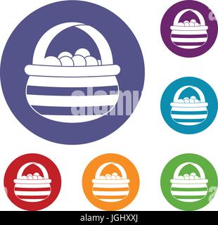 Cestello con mirtilli rossi set di icone Illustrazione Vettoriale