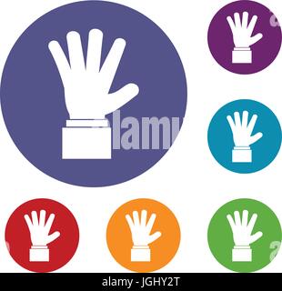La mano che mostra cinque dita di set di icone Illustrazione Vettoriale