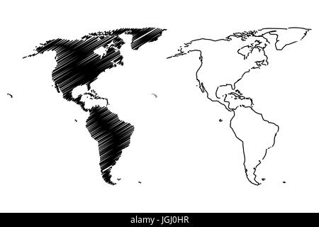 Mappa di America illustrazione vettoriale, scribble schizzo America Illustrazione Vettoriale