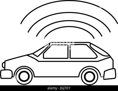 Automobile con onde di segnale mobile web app Illustrazione Vettoriale