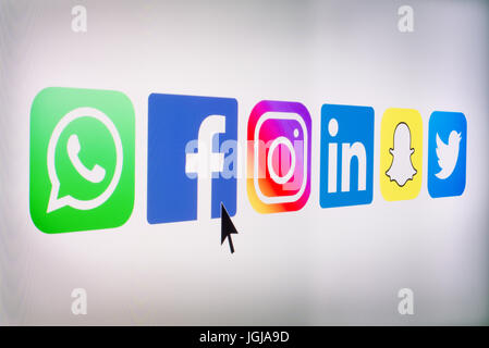 Social media App logo sullo schermo del computer Foto Stock