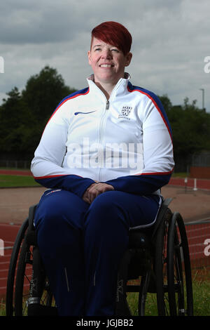 Gran Bretagna Jo Butterfield durante il media day a Paula Radcliffe Stadium, Loughborough University. Foto Stock