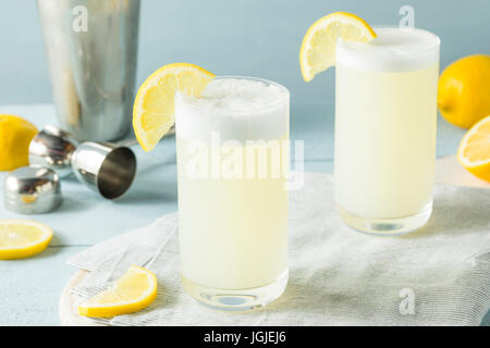 Rinfrescante uovo freddo Gin Fizz con un limone guarnire Foto Stock