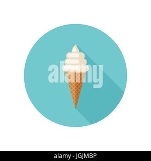 Gelato alla crema con cono di cialda Illustrazione Vettoriale