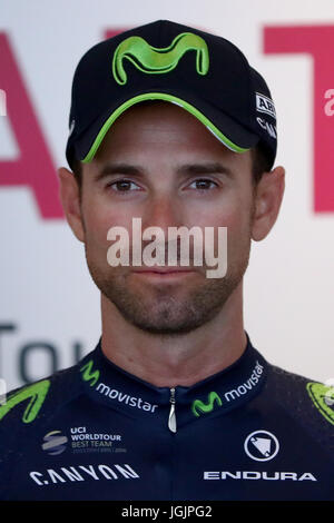 Duesseldorf, Germania. Il 29 giugno, 2017. Alejandro Valverde dalla Spagna del Team Movistar per il Tour de France 2017, fotografato a Duesseldorf in Germania, 29 giugno 2017. Foto: Daniel Karmann/dpa/Alamy Live News Foto Stock