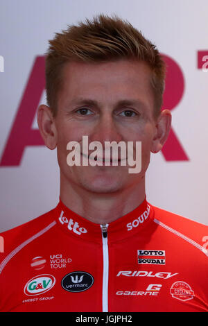 Duesseldorf, Germania. Il 29 giugno, 2017. Andre Greipel dalla Germania del Team Soudal lotto per il Tour de France 2017, fotografato a Duesseldorf in Germania, 29 giugno 2017. Foto: Daniel Karmann/dpa/Alamy Live News Foto Stock