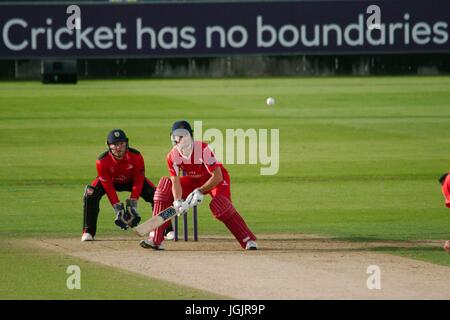 Chester le street, Regno Unito. 7 Luglio, 2017. Dane Vilas batting per Lancashire fulmine contro Durham getti della NatWest T20 Blast a Emirates Riverside. Credito: Colin Edwards/Alamy Live News Foto Stock