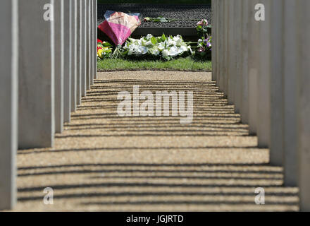 Hyde Park. Londra, Regno Unito. 7 Luglio, 2017. 7/7 memorial in Hyde Park il dodicesimo anniversario. Il 7 Luglio 2005 52 persone sono state uccise e più di 700 feriti quando quattro bombe sono esplose durante una trafficata London Rush Hour. Credito: Dinendra Haria/Alamy Live News Foto Stock